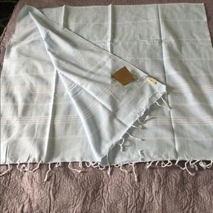 NWT blanket, pashmina baby blue and white stripes